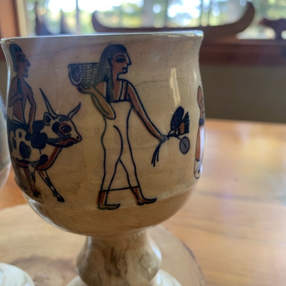 Stoneware Vintage Egyptian Revival Goblets Made in Japan circa 1970s - Picture 6 of 11